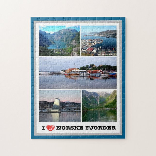 Quebra-cabeça Norske Fjorder - Noruega - I Love - (Vertical)