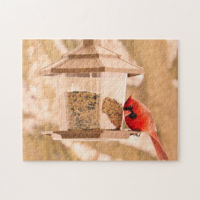 Quebra-cabeça Northern Cardinal and Birdfeeder - Puzzle (Horizontal)
