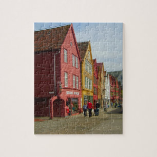 Quebra-cabeça Noruega, Bergen, casas pintadas no beira-rio