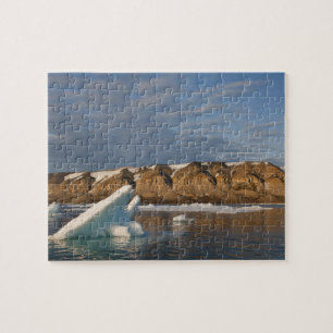 Quebra-cabeça Noruega, Svalbard, Ilha Spitsbergen, Pôr do sol