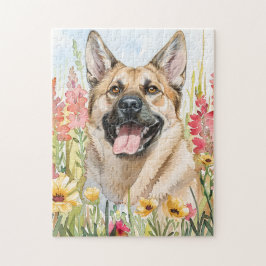 Quebra-cabeça Norwegian Elkhound Watercolor Puzzle