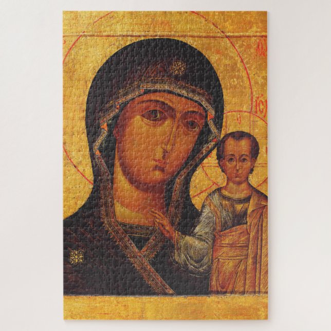 Quebra-cabeça Nossa Senhora do Ícone Ortodoxo de Kazan (Vertical)