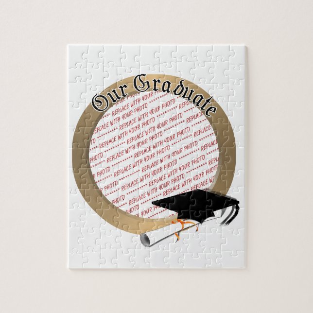 Quebra-cabeça Nosso Boné de formatura de Formando com quadro Dou (Vertical)