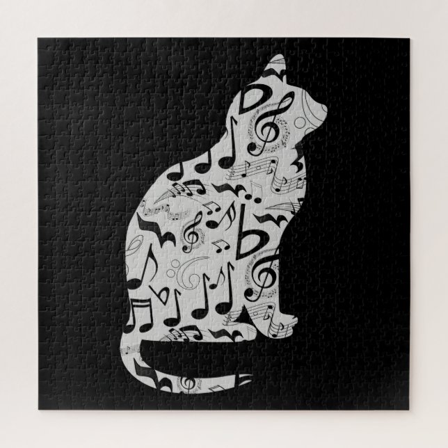 Quebra-cabeça Notas de Música Sobre Cat Lover - Músico Minimalis (Vertical)