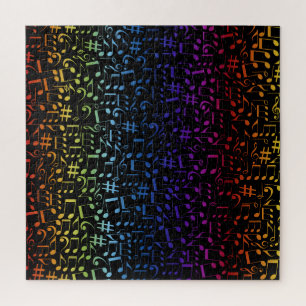 Quebra-cabeça Notas Musicais Coloridas Músicos Amantes da Música