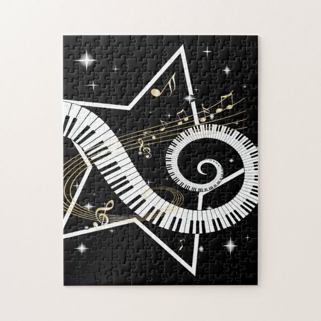 Quebra-cabeça Notas musicais do ouro da estrela (Vertical)