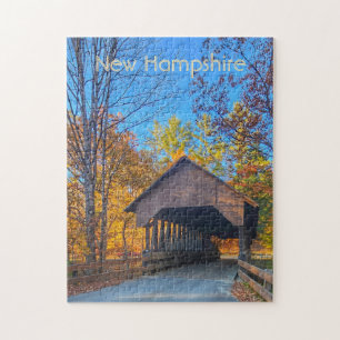 Quebra-cabeça Nova Hampshire Abrangeu Ponte No Outono