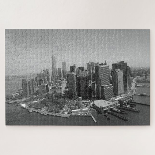 Quebra-cabeça Nova Iorque Manhattan Skyscrappers Black White (Horizontal)