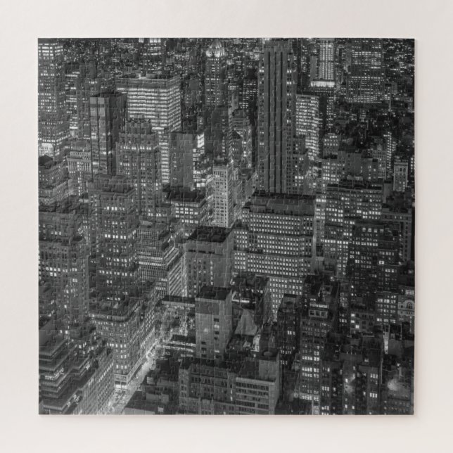 Quebra-cabeça Nova Iorque Manhattan Skyscrappers Black White (Vertical)