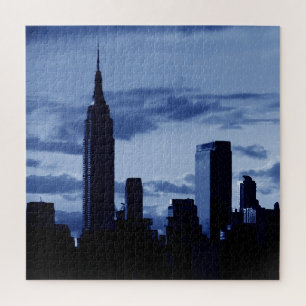 Quebra-cabeça Nova Iorque Manhattan Skyscrappers Blue Night