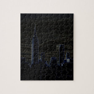 Quebra-cabeça Nova Iorque Manhattan Skyscrappers Dark Night