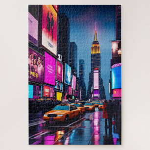 Quebra-cabeça Nova Iorque Neon Cityscape Times Square