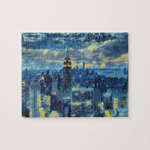 Quebra-cabeça Nova Iorque Skyline Van Gogh Starry Night Quebra-c