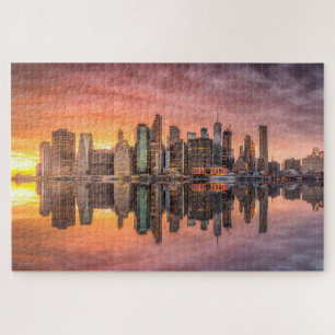 Quebra-cabeça Nova Iorque Skyscrapers Skyline Sunset Viagem