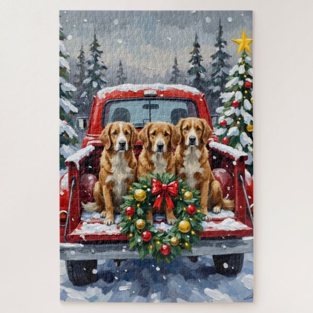 Quebra-cabeça Nova Scotia Duck Tolling Retriever Christmas Red (Vertical)