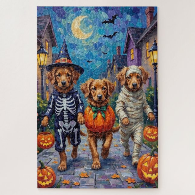 Quebra-cabeça Nova Scotia Duck Tolling Retriever no Halloween (Vertical)
