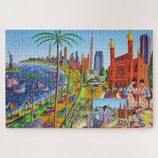 Quebra-cabeça Nova York Cidade Pintura Raphael Perez (Horizontal)