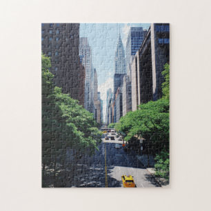 Quebra-cabeça Nova York com prédio de táxi amarelo e Empire St
