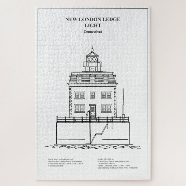 Quebra-cabeça Novo farol de Londres - Connecticut - BD (Vertical)