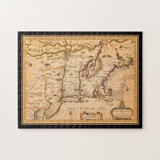 Quebra-cabeça Novo mapa de Inglaterra dos colonatos nativos amer (Horizontal)