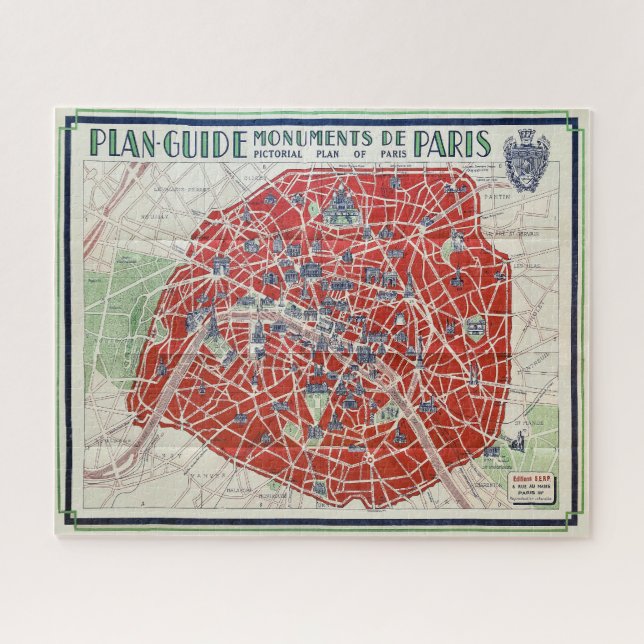 QUEBRA-CABEÇA NOVO! MAPA DOS MONUMENTOS DE PARIS DOS ANOS 40 (Horizontal)