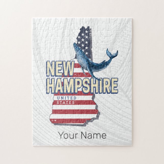 Quebra-cabeça Novo Mapa Retro dos Estados Unidos de Hampshire (Vertical)