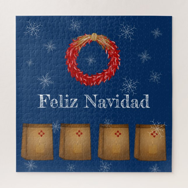 Quebra-cabeça Novo México Luminarias Farolitos Zia Red Chile (Vertical)