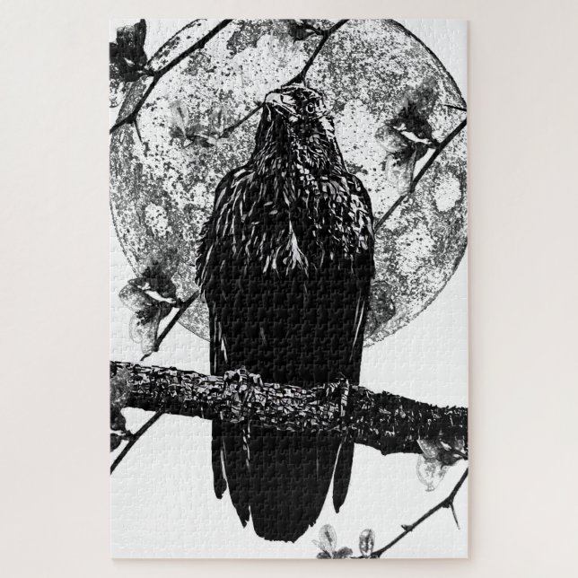 Quebra-cabeça Nunca mais Raven e a lua (Vertical)