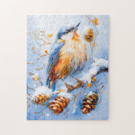 Quebra-cabeça Nuthatch Eurasiano na pintura de estilo impression