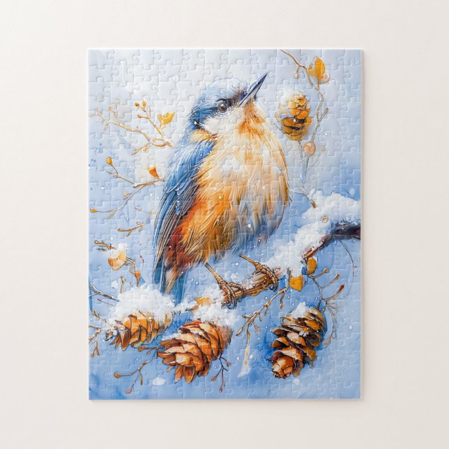 Quebra-cabeça Nuthatch Eurasiano na pintura de estilo impression (Vertical)