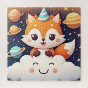 Quebra-cabeça Nuvem Espacial de Puzzle de Raposa Fofa para Crian