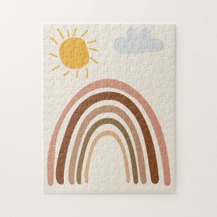 Quebra-cabeça Nuvem Sol Arco-íris, Desenho Infantil, Arte Abstra
