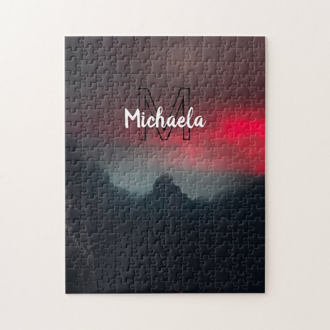 Quebra-cabeça Nuvens a arder, nevoeiro e monograma das montanhas (Vertical)