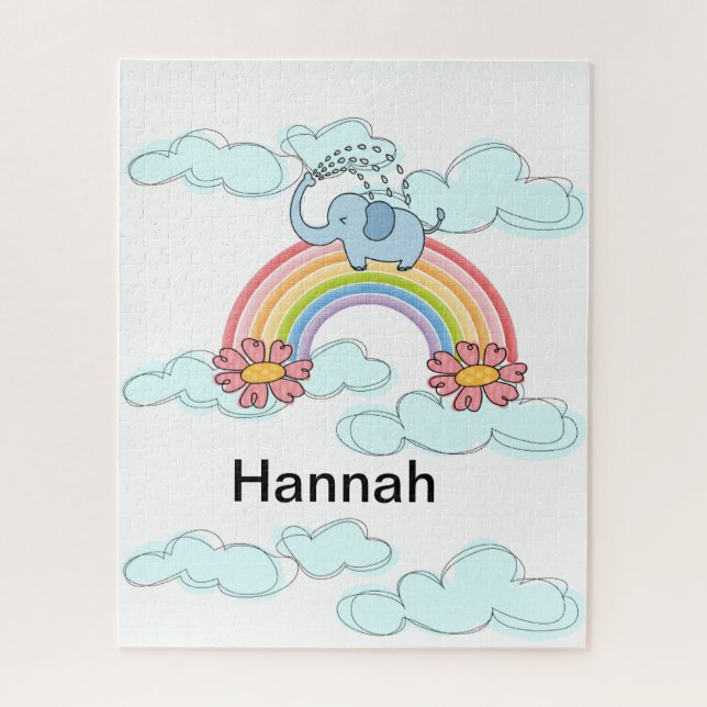 Quebra-cabeça Nuvens de Elefante Azul Floral (Vertical)