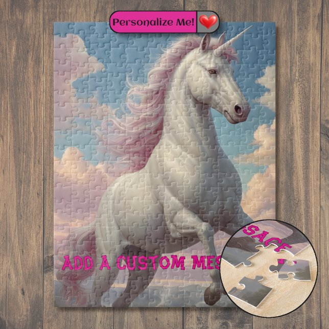 Quebra-cabeça Nuvens de Unicórnio Branco Personalizadas (White Unicorn Clouds Jigsaw Puzzle)