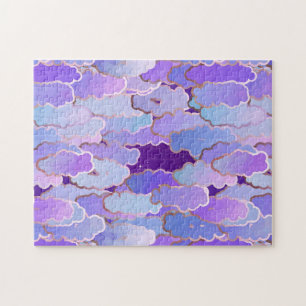 Quebra-cabeça Nuvens japonesas, crepúsculo, violeta e roxo profu