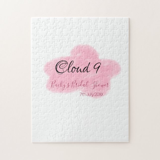 Quebra-cabeça Nuvens nove vermelho pastel chá de panela namedate (Vertical)