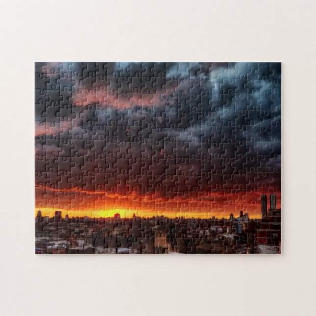 Quebra-cabeça Nuvens, por do sol e vermelho (Horizontal)