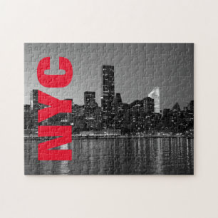 Quebra-cabeça NYC Nova Iorque Manhattan Noite Preta Branco