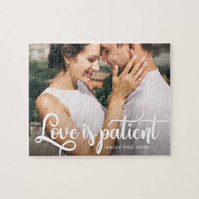 Quebra-cabeça O amor é a tipografia do paciente com Casais Foto (Horizontal)