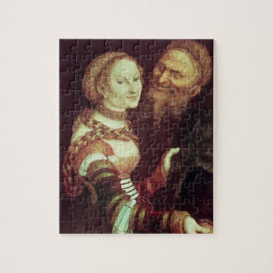 Quebra-cabeça O ancião Lovesick, 1553 (óleo no painel)