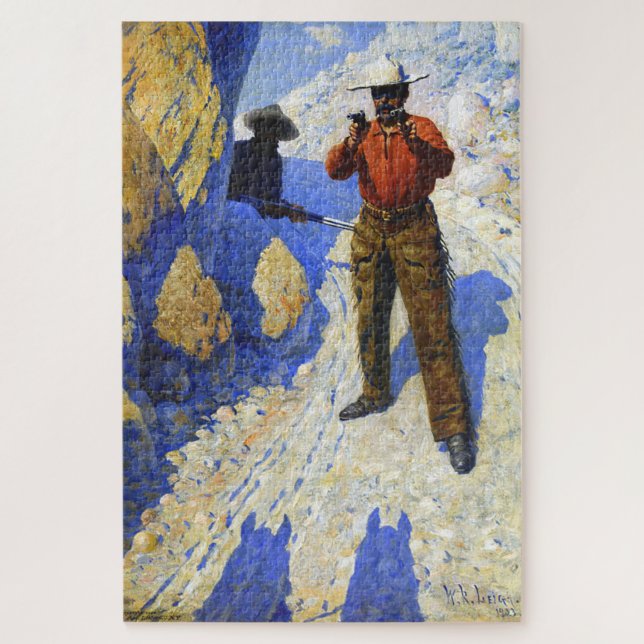 Quebra-cabeça O Assalto (A Emboscada) 1903 William R. Leigh (Vertical)