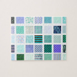 Quebra-cabeça O azul esquadra o teste padrão de mosaico