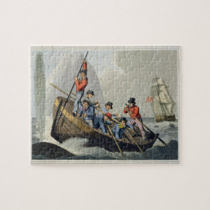 Quebra-cabeça O barco de um navio que ataca uma baleia, gravada