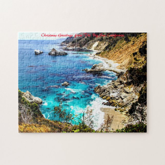 Quebra-cabeça O Big Sur Califórnia. Saudações de Natal (Horizontal)