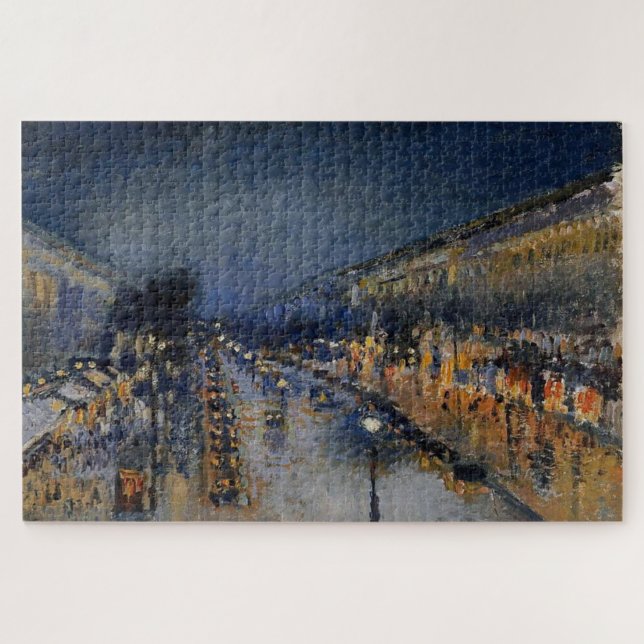 Quebra-cabeça O Boulevard Montmartre à Noite – Pissarro (Horizontal)