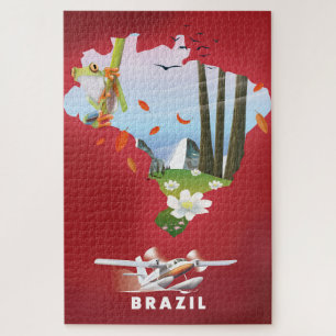 Quebra-cabeça O Brasil Ilustrou poster de viagens.