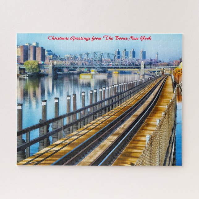 Quebra-cabeça O Bronx Nova York. Saudações de Natal (Horizontal)