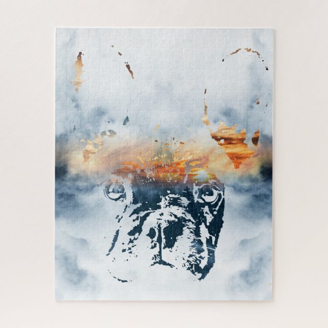 Quebra-cabeça O buldogue francês e a paisagem combinam design ab (Vertical)