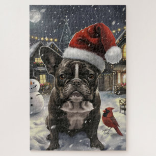 Quebra-cabeça O Bulldog Francês Winter Wonderland Natal Joy